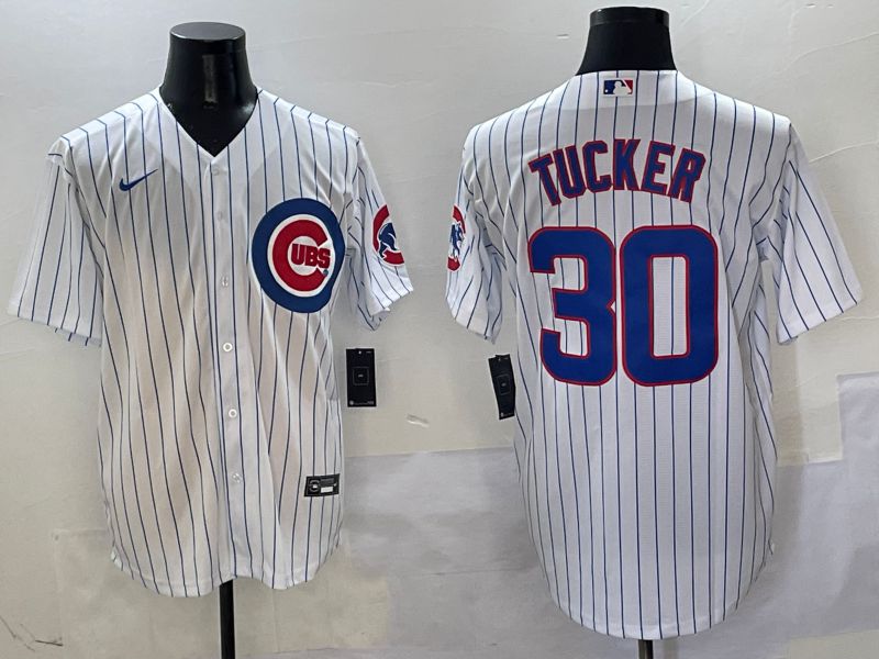 Men Chicago Cubs #30 Tucker White Stripe Game Nike 2025 MLB Jersey style 1->chicago cubs->MLB Jersey